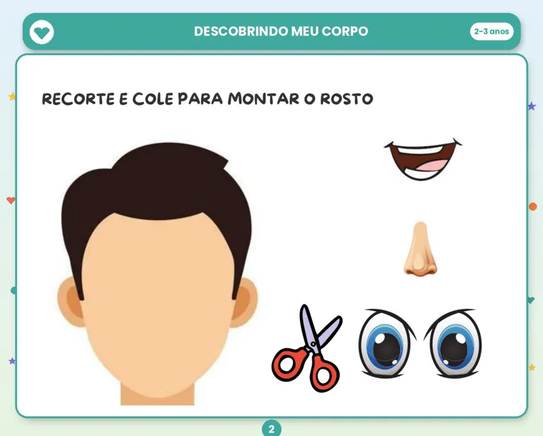 Atividade real do kit: montar o rosto
